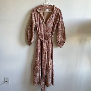 Sue Sartor Floral Midi Tie Waist Dress Size Small